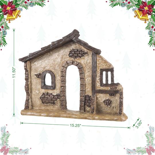 Glitzhome® 11.5" Resin Christmas Nativity Scene Stable Creche